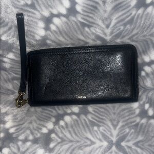 Fossil Midnight Black Leather Wallet/Wristlet